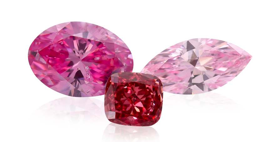 tři růžové diamanty z dolu Argyle