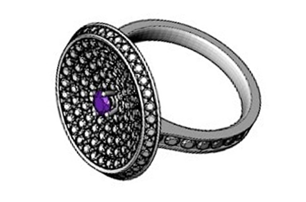 návrh prstenu s fialovým diamantem