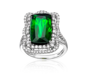 zlatý prsten se zeleným turmalínem