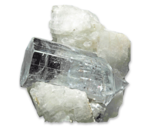 Bezbarvý beryl ve formě krystalu