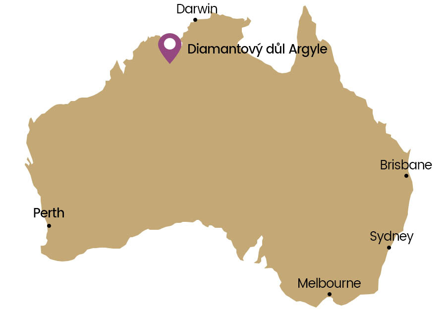 Mapa dolu Argyle v Austrálii