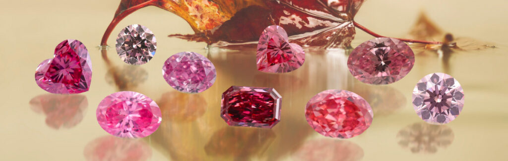 Fotografie růžových diamantů z dolu Argyle
