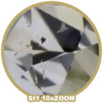 SI1 a SI2 rozeznatelné inkluze uvnitř diamantu