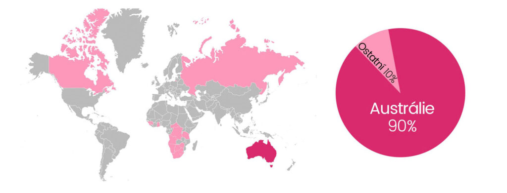 90 % celosvětové produkce růžových diamantů z dolu Argyle