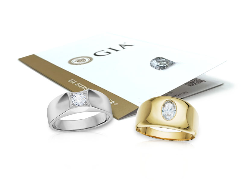 nabídka pánských diamantových prstenů s mezinárodními certifikáty