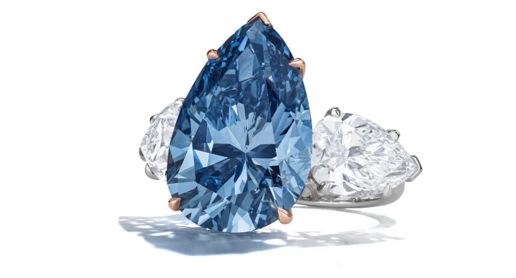 Prsten se 17,61 karátovým modrým diamantem