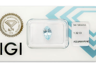 akvamarín 1.32ct blue s IGI certifikátem
