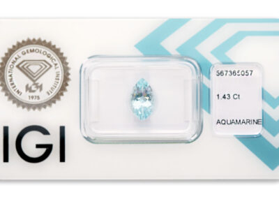 akvamarín 1.43ct blue s IGI certifikátem