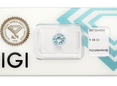 akvamarín 1.48ct greenish blue s IGI certifikátem