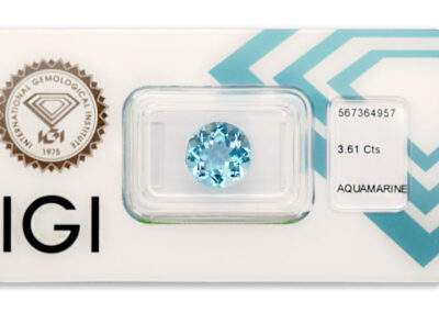 akvamarín 3.61ct blue s IGI certifikátem