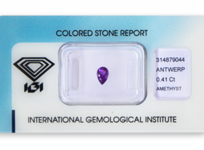 ametyst 0.41ct pinkish purple s IGI certifikátem