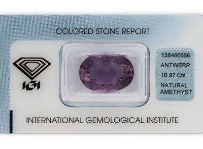 ametyst 10.97ct purple s IGI certifikátem