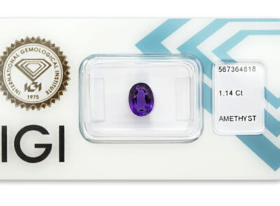 ametyst 1.14ct deep purple s IGI certifikátem