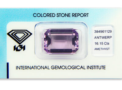 ametyst 16.15ct purple s IGI certifikátem