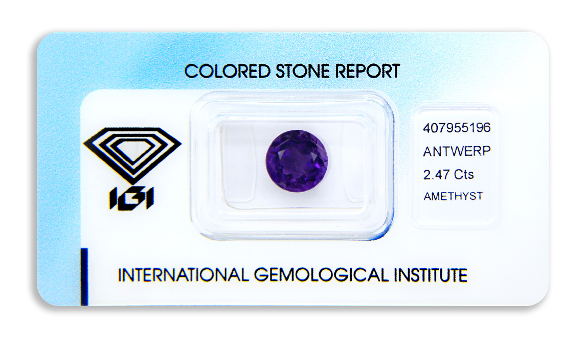 ametyst 2.47ct deep purple s IGI certifikátem