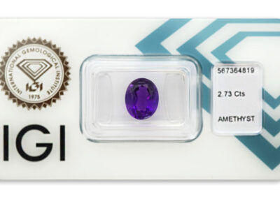 ametyst 2.73ct deep purple s IGI certifikátem