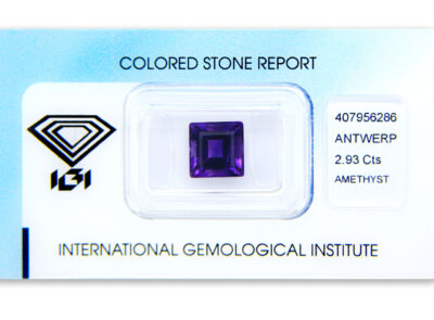 ametyst 2.93ct deep purple s IGI certifikátem