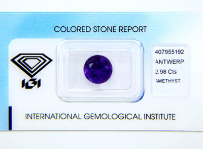 ametyst 2.98ct deep purple s IGI certifikátem