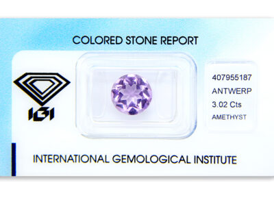 ametyst 3.02ct purple s IGI certifikátem