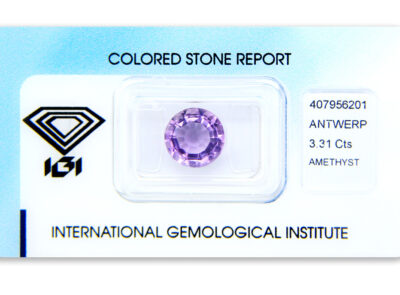 ametyst 3.31ct purple s IGI certifikátem
