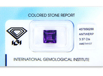 ametyst 3.37ct deep purple s IGI certifikátem
