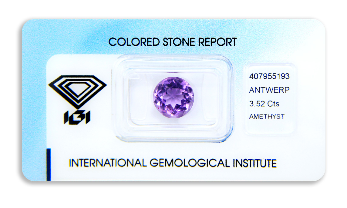 ametyst 3.52ct purple s IGI certifikátem