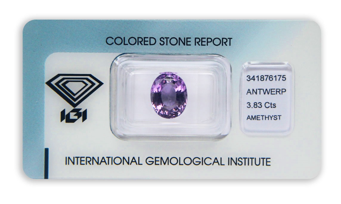 ametyst 3.83ct purple s IGI certifikátem