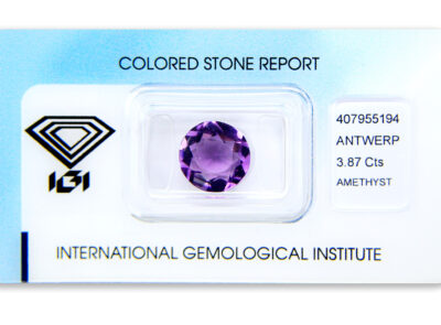 ametyst 3.87ct purple s IGI certifikátem