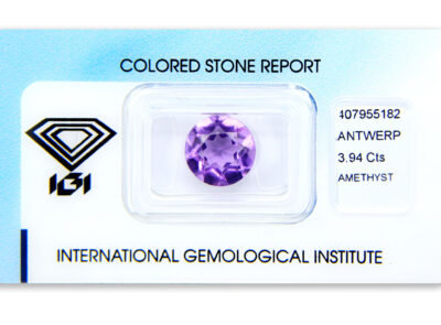 ametyst 3.94ct purple s IGI certifikátem