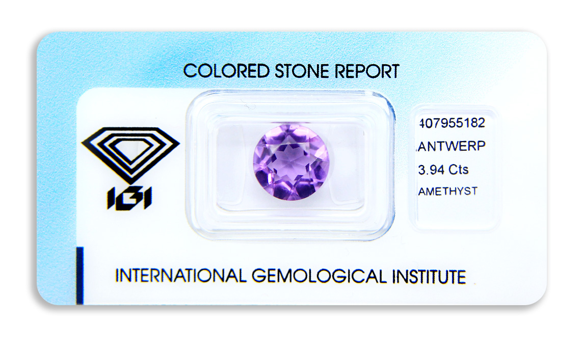 ametyst 3.94ct purple s IGI certifikátem