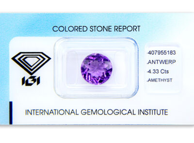 ametyst 4.33ct purple s IGI certifikátem