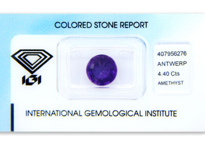 ametyst 4.40ct deep purple s IGI certifikátem