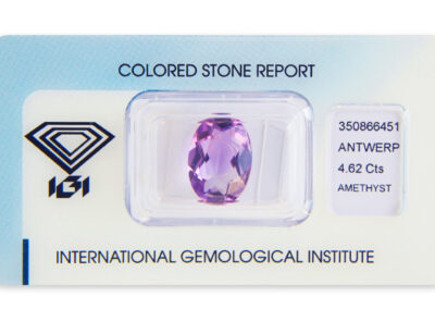 ametyst 4.62ct pinkish purple s IGI certifikátem