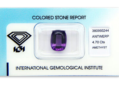 ametyst 4.70ct pinkish purple s IGI certifikátem