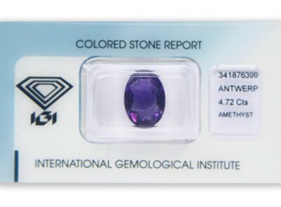 ametyst 4.72ct deep purple s IGI certifikátem
