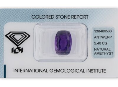 ametyst 5.46ct purple s IGI certifikátem