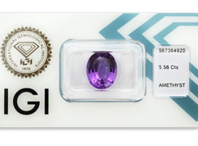ametyst 5.56ct deep purple s IGI certifikátem