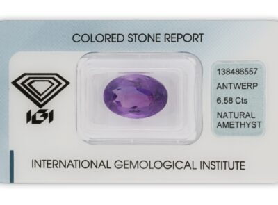 ametyst 6.58ct purple s IGI certifikátem
