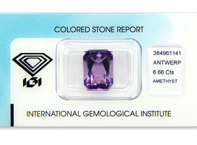 ametyst 6.66ct purple s IGI certifikátem