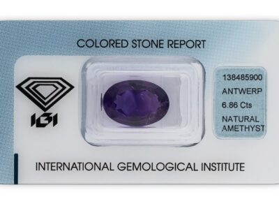 ametyst 6.86ct deep purple s IGI certifikátem