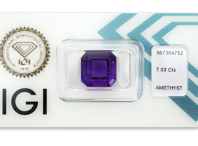 ametyst 7.03ct deep purple s IGI certifikátem
