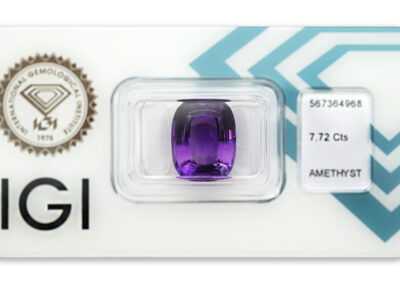 ametyst 7.72ct deep purple s IGI certifikátem