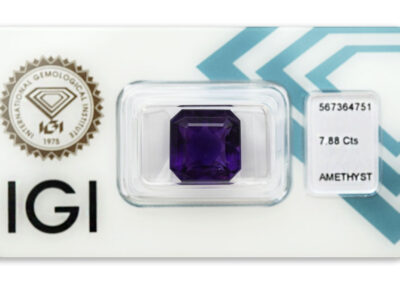 ametyst 7.88ct deep purple s IGI certifikátem