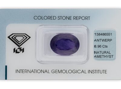 ametyst 8.96ct purple s IGI certifikátem