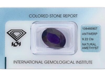 ametyst 9.22ct deep purple s IGI certifikátem