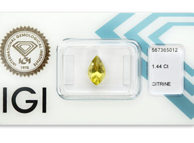 citrín 1.44ct yellow s IGI certifikátem