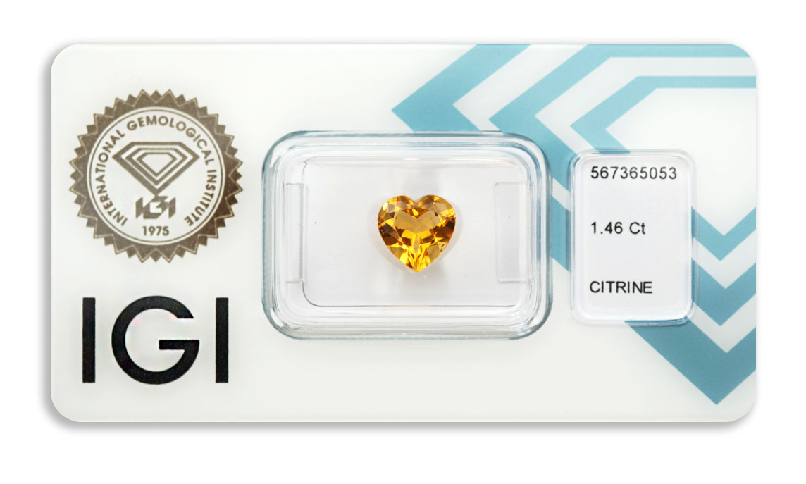 citrín 1.46ct yellowish orange s IGI certifikátem