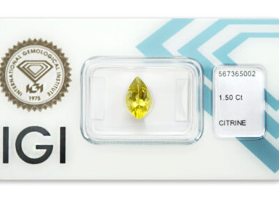 citrín 1.50ct greenish yellow s IGI certifikátem