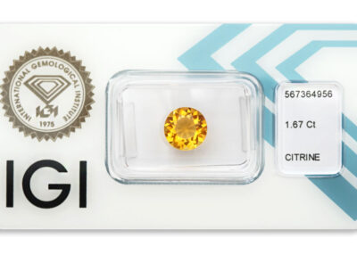 citrín 1.67ct deep yellow - orange s IGI certifikátem