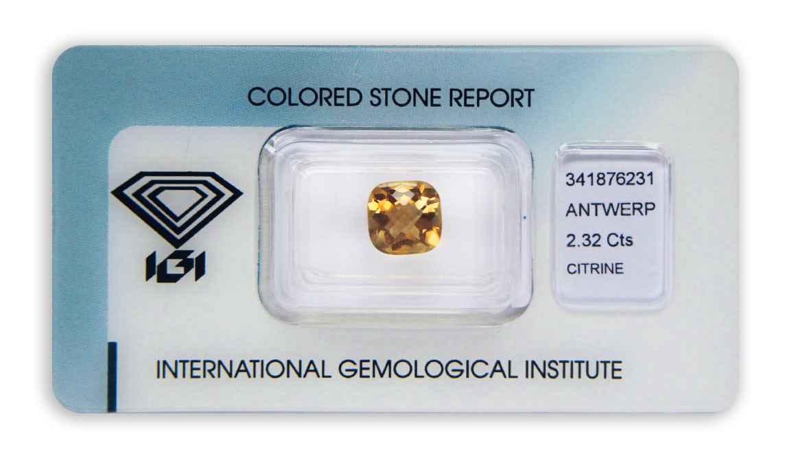 citrín 2.32ct yellowish orange s IGI certifikátem